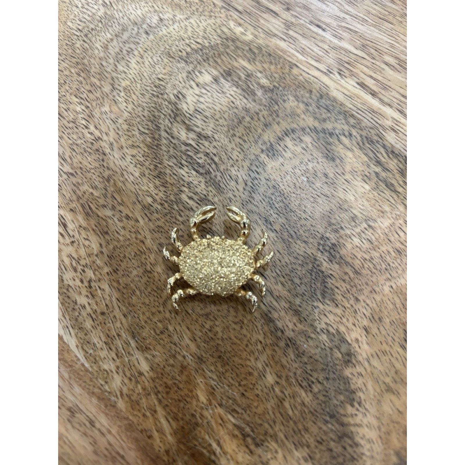 Crab Brooch Pin Gold Tone Sparkle Shell Nautical Ocean Life 1